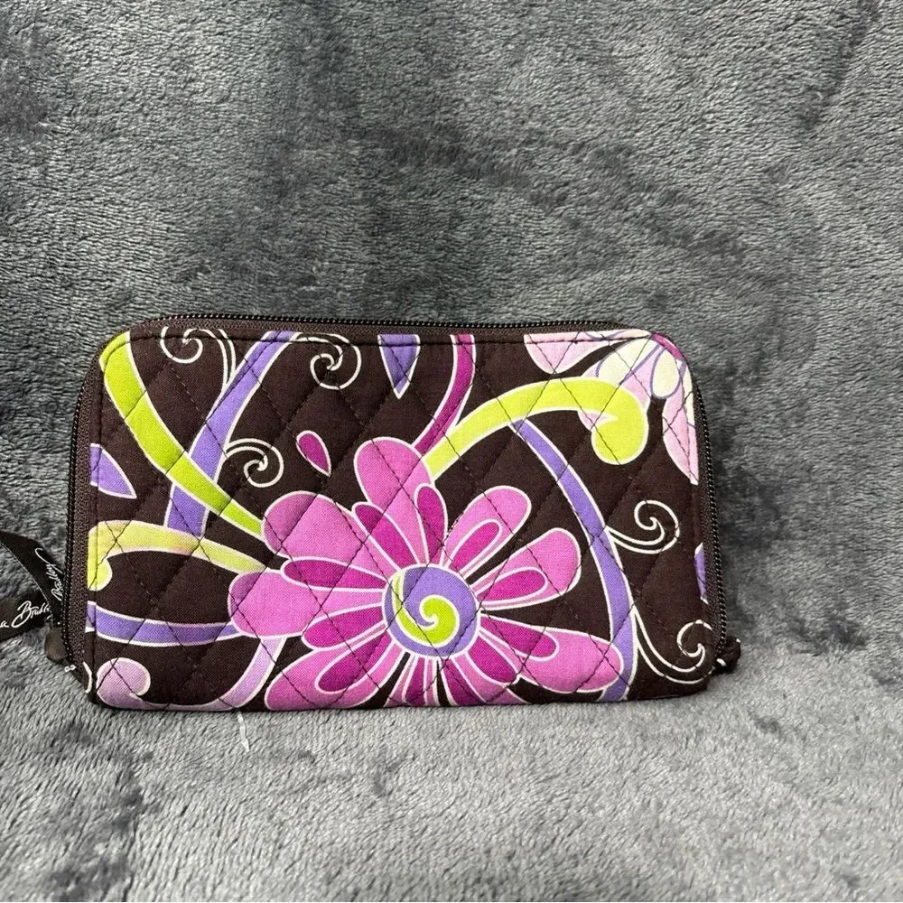 vera bradley large zip around wallet Brown Purple Pinch NWT - Picture 3 of 10